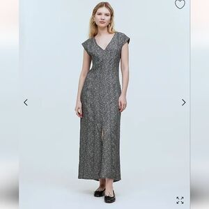 Madewell Cap-Sleeve V-Neck Midi Dress in Floral Cupro-Blend NWT sz 2